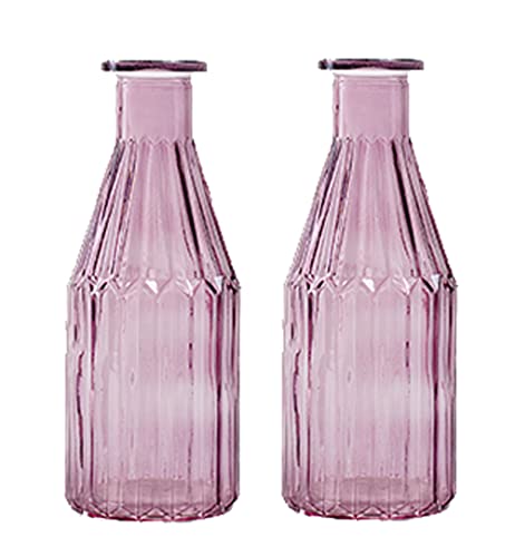 Glasflasche Shoot, Glas Vase (2er Set) - kleine Vasen, Tischdekoration, Glasvase, Blumenvase, Flaschenvase, Landhaus (Lila) von itsisa