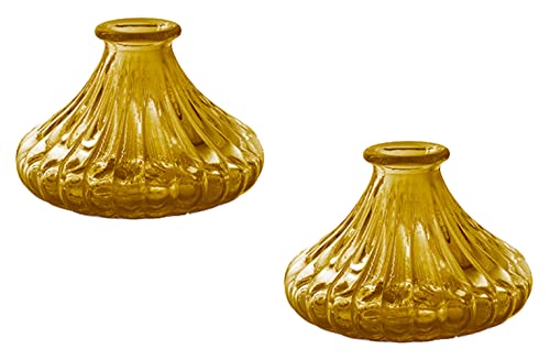 Glasvase Chantal, Glas Vase, H: 7 cm (2er Set) - kleine Vasen, Blumenvase, Tischdekoration, Deko Hochzeit (gelb) von itsisa