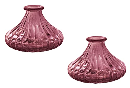 Glasvase Chantal, Glas Vase, H: 7 cm (2er Set) - kleine Vasen, Blumenvase, Tischdekoration, Deko Hochzeit (lila) von itsisa