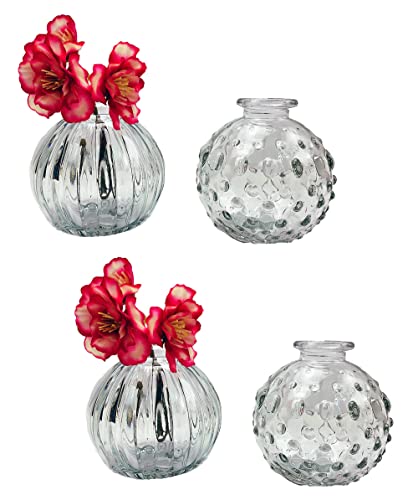 Glasvase Jive, Glas Vase, H: 8,5 cm (4er Set) - kleine Vasen, Blumenvase, Tischdekoration, Deko Hochzeit (Klar) von itsisa
