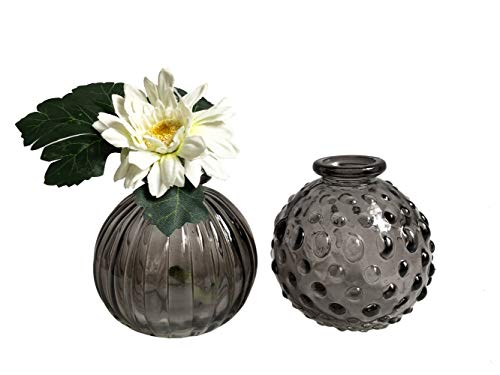 Glasvase Jive, Vase H: 8,5 cm (2er Set) - kleine Vasen, Blumenvase, Tischdekoration, Deko Hochzeit (Smoke) von itsisa