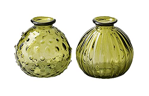 Glasvase Jive, Vase olivgrün H: 8,5 cm (2er Set) - kleine Vasen, Blumenvase, Tischdekoration, Deko Hochzeit … von itsisa