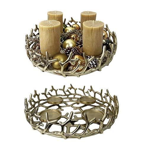 Großer Adventskranz D: 42 cm aus Metall Gold - Weihnachtsdeko, Adventsdeko von itsisa