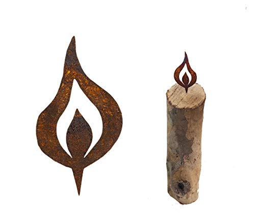 Kerzenflamme mit Spieß, H: 10 cm, Rostdeko, Rost Flamme, Deko Brennholz, Advent von itsisa