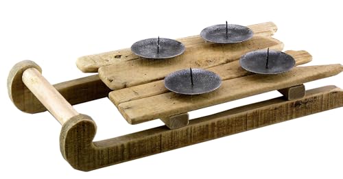 Kerzenhalter Schlitten aus Schwemmholz 35x16 cm - Nostalgie Schlitten, Halter Kerze, Winterdeko, Deko Skihütte, Weihnachtsdeko, Winter Dekoration, Adventskranz von itsisa
