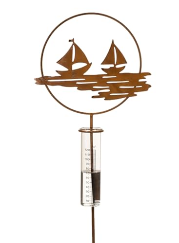 Regenmesser Gartenstecker Segelschiff im Ring H:100 cm im Rost Design - Deko Niederschlagsmesser maritim, Schiff, Küste, Maritime Gartendeko Segelboot, Metalldeko Regenmesser Gartenstecker Segelschiff im Ring H:100 cm im Rost Design - Deko Niederschlagsmesser maritim, Schiff, Küste, Maritime Gartendeko Segelboot, Metalldeko von itsisa