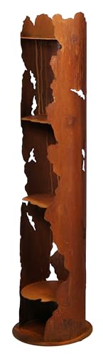 Risssäule mit 4 Böden und Standplatte H:117 cm im Rost Design - Rostfigur für den Garten, Gartendeko, Regal Säule, Terrassendekoration von itsisa