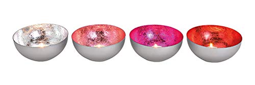 itsisa Schwimmschale (4er Set) - Teelichthalter metallic rot, rosa, Silber 10x4 cm, Schwimmkerze von itsisa