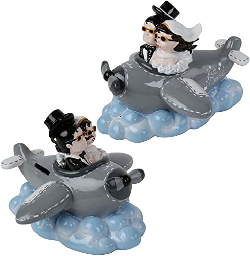 itsisa Spardose Flugzeug mit Brautpaar Just Married - Spardose für Hochzeit, Flitterwoche, Sparschwein, Urlaubsspardose von itsisa