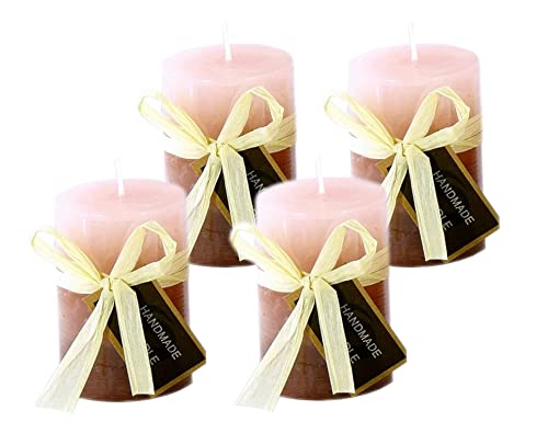 Stumpenkerze, durchgefärbt altrosa (4er Set) 7,5 x 5 cm - Kerze für Adventskranz, Kerzen von itsisa