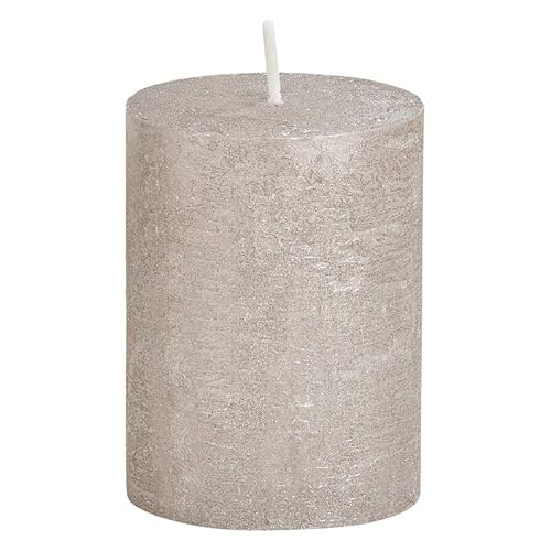 Stumpenkerze, durchgefärbt, Shimmer finish Silber 9 x 6,8 cm - Kerze für Adventskranz, Kerzen von itsisa