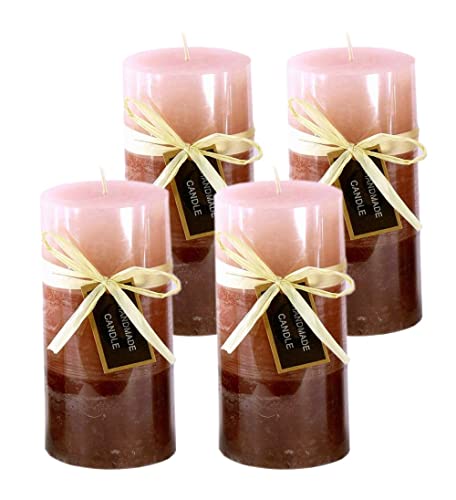 Stumpenkerze, handgemacht altrosa (4er Set) 14 x 6,8 cm - Kerze für Adventskranz, Kerzen von itsisa