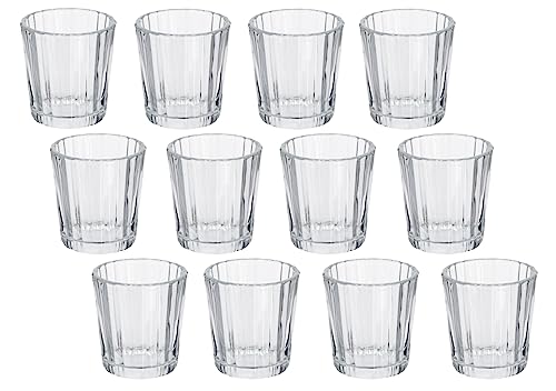 Teelichtglas (12er Set) 5,7x6 cm - Windlicht klar, Kerzenglas, Teelichthalter, Teelichte von itsisa