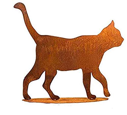 itsisa ® Dekofigur Katze gehend mit Platte im Rost Design, Rostfigur für den Garten, Gartendeko, Metalldeko von itsisa