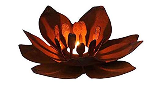 itsisa ® Teelichthalter Blume im Rost Design, Rostfigur für den Garten, Gartendeko, Metalldeko von itsisa