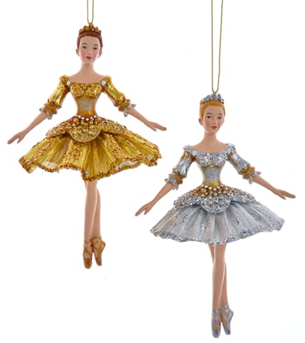 itsisa Baumschmuck Ballett Tänzerin Gold und Silber (2er Set) - Baumkugel Ballerina, Weihnachtsdeko, Christbaumkugel von itsisa
