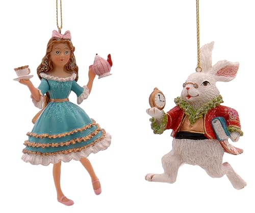 itsisa Baumschmuck Märchen Alice & weisses Kaninchen (2er Set) - Weihnachtsdeko, Christbaumkugel, Weihnachten von itsisa