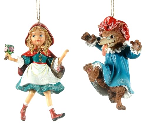 itsisa Baumschmuck Rotkäppchen und der böse Wolf (2er Set) - Weihnachtsdeko Märchen, Christbaumkugel, Weihnachten von itsisa