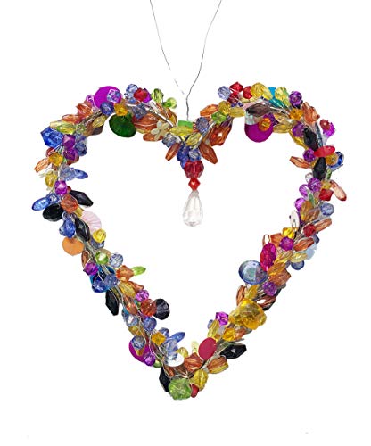 Drahtherz/Perlenherz, bunt mit Tropfen zum Aufhängen 13x13 cm - Herz aus Draht, Fensterdeko, Hochzeit, Muttertag, Liebe von itsisa