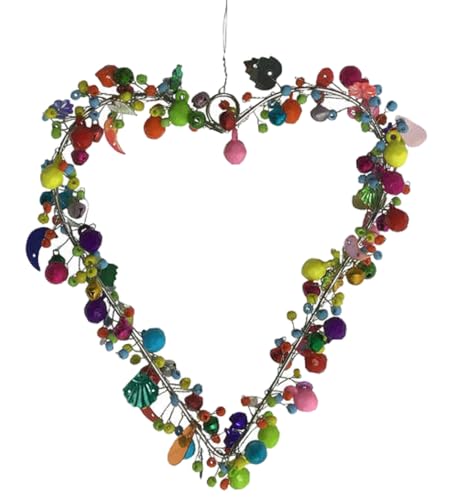 itsisa Drahtherz/Perlenherz, bunt zum Aufhängen 15x14 cm - Herz aus Draht, Fensterdeko Liebe, Muttertag, Hochzeit von itsisa