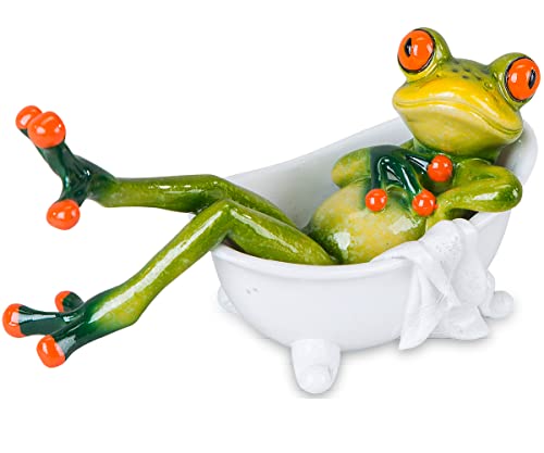 itsisa Frosch in Badewanne 11x16 cm als Badezimmer Deko - Dekofigur Bad, Toilette Frösche, lustige Dekoration, Mitbringsel von itsisa