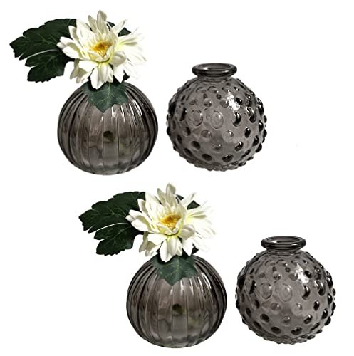 itsisa Glasvase Jive, Vase Smoke, H: 8,5 cm (4er Set) - kleine Vasen, Blumenvase, Tischdekoration, Deko Hochzeit von itsisa