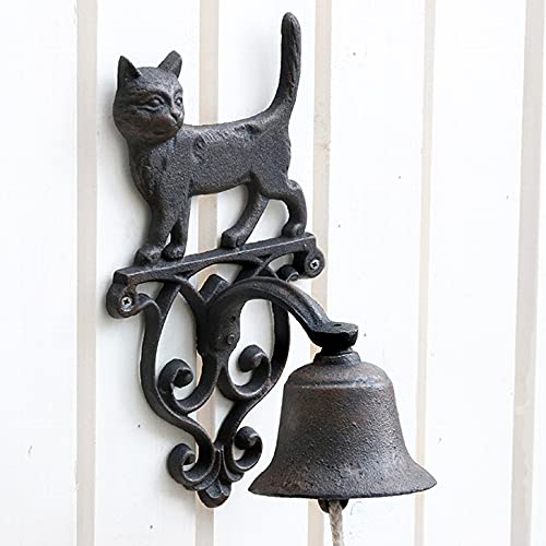 itsisa Glocke Katze aus Gusseisen für Wandmontage, antik Schwarzbraun - Klingel, Wand Deko, Terrasse Deko, Haustür, Garten Deko von itsisa