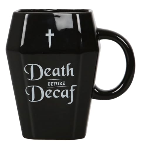 itsisa Gothic Halloween Kaffee Becher Sarg Death Before Decaf - Keramik Tasse, Kaffee Tasse, Koffein von itsisa