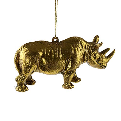 Hänger Nashorn Gold, Baumschmuck Rhinozeros, Baumkugel, Weihnachtsdeko, Christbaumkugel von itsisa