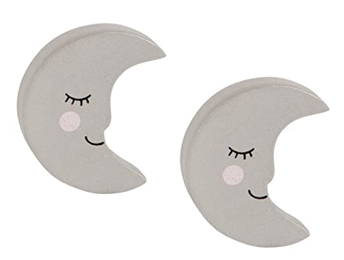 itsisa Möbelknopf Mond, 2er Set - Schubladenknopf Babyzimmer Kinderzimmer, Möbelknauf, Möbelgriff, Süße Träume von itsisa