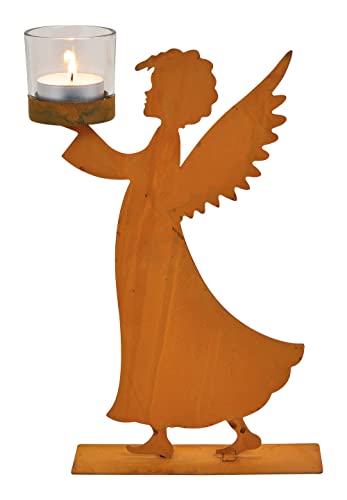 Rost Engel mit Teelichthalter H:27 cm - Rostfigur, Garten Deko, Weihnachtsdeko, Weihnachten, Advent von itsisa