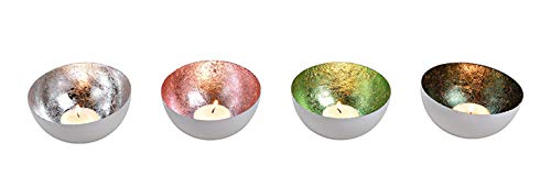 itsisa Schwimmschale (4er Set) - Teelichthalter metallic Silber, rosa, grün 10x4 cm - Schwimmkerzen, Tischdeko, Teelichthalter von itsisa