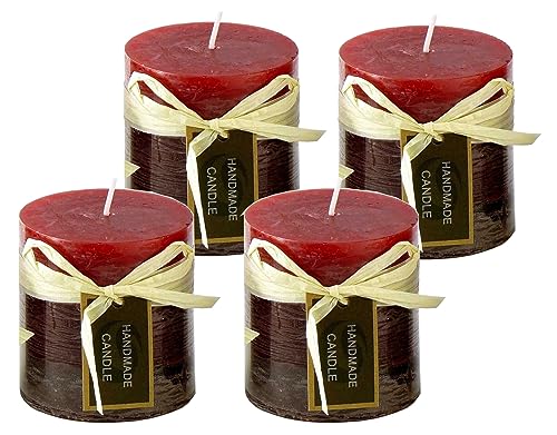 itsisa Stumpenkerze, handgemacht Bordeaux rot (4er Set) 7,2 x 6,8 cm - Kerze für Adventskranz, Kerzen von itsisa