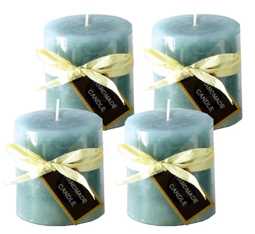 itsisa Stumpenkerze, handgemacht Mint (4er Set) 7,2 x 6,8 cm - Kerze für Adventskranz, Kerzen, Advent von itsisa