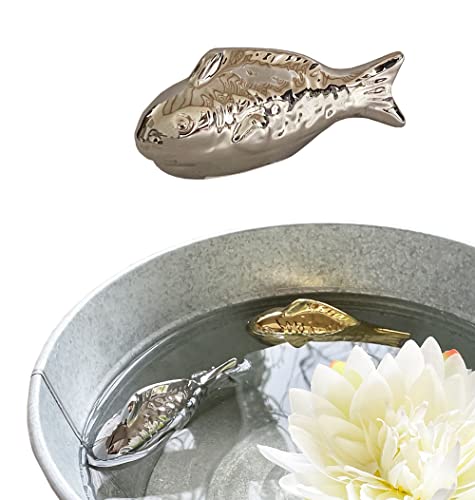 itsisa Teichdeko Fisch Silber 11 cm aus Porzellan schwimmend für Schwimmschale - Teich Deko, Deko für Vogeltränke, Fische, Schwimmtiere von itsisa