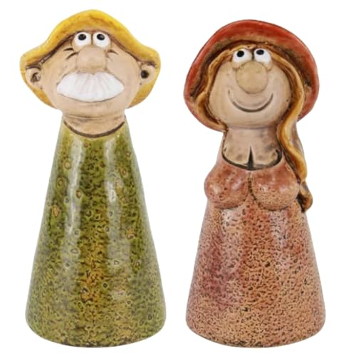 itsisa Zaunhocker Frau und Mann (2er Set) H:20,3 cm aus Keramik - Zaun Deko Garten, Pfostenhocker, Zaunfigur, Gartendeko, Zaunstecker von itsisa