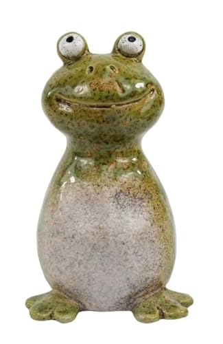 itsisa Zaunhocker Frosch grün klein H:14 cm aus Keramik - Zaun Deko Garten Frösche, Tierfigur Pfostenhocker, Zaunfigur, Gartendeko, Zaunstecker von itsisa