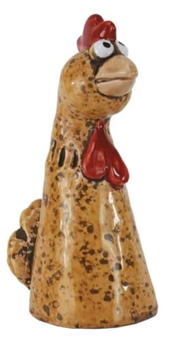 itsisa Zaunhocker Huhn braun H: 17 cm aus Keramik - Zaun Deko Garten Henne, Tierfigur Pfostenhocker, Zaunfigur, Gartendeko, Zaunstecker von itsisa