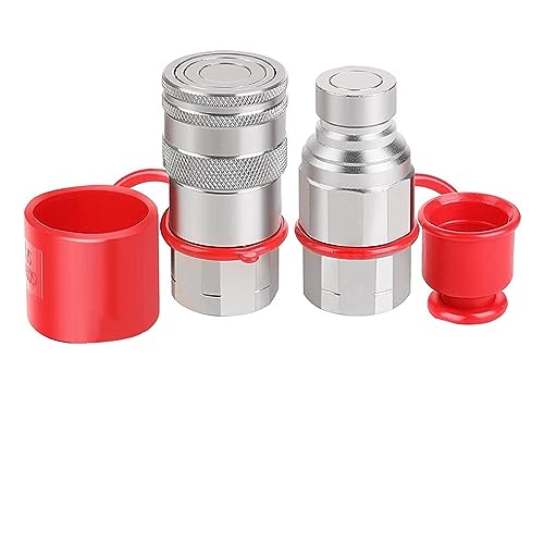 iubfegt 1/2-NPT-Hydraulikkupplung für Kompaktlader, Flachgesichts-Schnellkupplung + 2 Staubkappen, Silberne Traktor-Hydraulikkupplung iubfegt 1/2-NPT-Hydraulikkupplung für Kompaktlader, Flachgesichts-Schnellkupplung + 2 Staubkappen, Silberne Traktor-Hydraulikkupplung von iubfegt