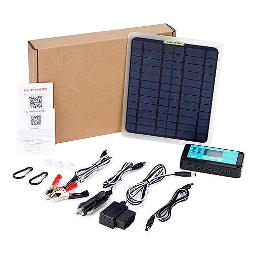iubfegt 20W Solarpanel 12V 10A Batterieregler Autoladegerät Außenbatterieversorgung für Fahrzeugbatterie mit OBD-Stecker Hohe Qualität von iubfegt