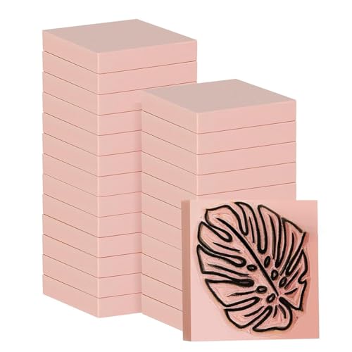 iubfegt 24 Stück 2 X 2 Gummi-Schnitzblöcke Linoleumblöcke für Druckgrafik, Stempelherstellung, DIY-Basteln, Rosa von iubfegt
