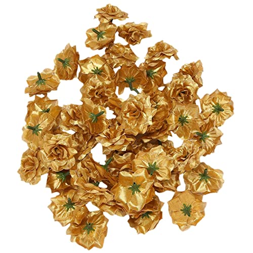 iubfegt 50 STK. Seide Kuenstliche Braut Clips Blumenkoepfe (Golden) von iubfegt