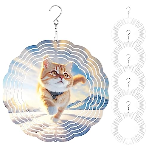 iubfegt 6er-Pack 8-Sublimations-Rohlinge, 3D-Windspiele, Hängende Windspiele für die Gartendekoration von iubfegt