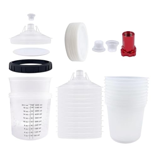 iubfegt Farbspritzgerät-Mischbecher-Liner- und Kappen-Kit-System für HVLP-Spritzpistolen, Sprühpistole 20 Oz (600 Ml) Set von iubfegt