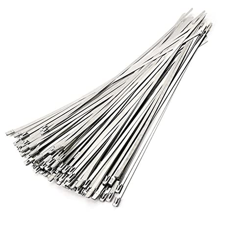 iubfegt Rostfreier Stahl Kabel Binder, 100 StüCk 7,9 Schwer Lastung Selbstsichernde Kabel Binder, Metall Abgas Verschluss Kabel Binder von iubfegt