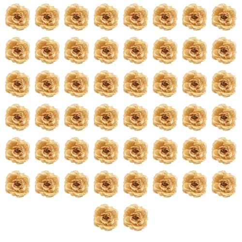 iubfegt Seide Rose Blumen KöPfe, 50 StüCk für Hut Kleidung Album Dekoration, (Gold) von iubfegt