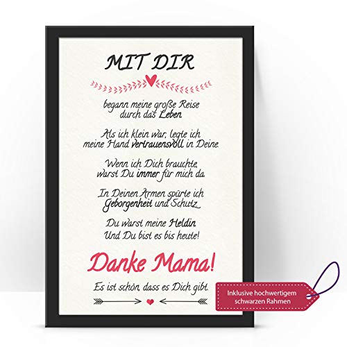 Danke Mama! Bild MIT schwarzem Rahmen. Geburtstags-Geschenk für Deine Mutti. Dankeschön für die Beste Mutter. Geschenkidee zum Geburtstag, Muttertag. von iulias Freude schenken!
