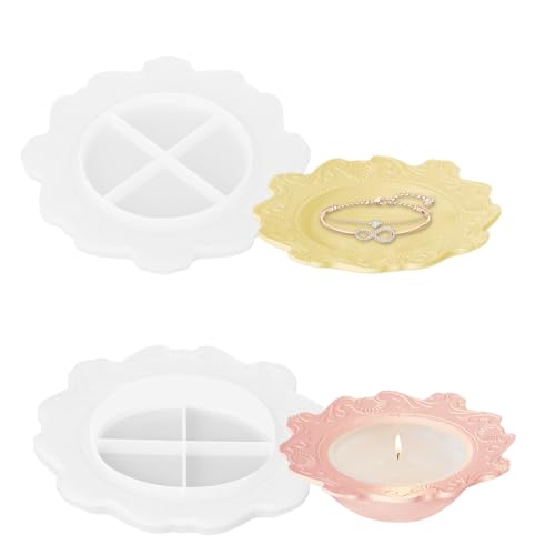 iulrtba 2 Stück Silikonform Schale, Silikonform Tablett, Gießformen Tablett, Silikon Gießform für Basteln DIY-Projekt von iulrtba