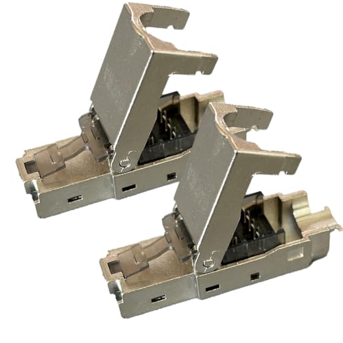 iv.sys Set 2x Cat-6a Netzwerkstecker RJ45 geschirmt | Schneidklemmtechnik werkzeuglose Konfektion | AWG22-AWG27 | für Patch- und Verlegekabel Cat3 Cat5e Cat6 Cat6A Cat7 oder Cat7A von iv.sys
