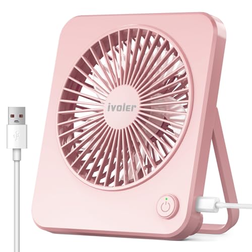 ivoler USB Ventilator Mini mit 3 Geschwindigkeiten, Super Leisem Kraftvoll Tragbarer Lüfter mit An/Ausschalter für PC, Zuhause, Büro oder unterwegs - Rosa ivoler USB Ventilator Mini mit 3 Geschwindigkeiten, Super Leisem Kraftvoll Tragbarer Lüfter mit An/Ausschalter für PC, Zuhause, Büro oder unterwegs - Rosa von ivoler